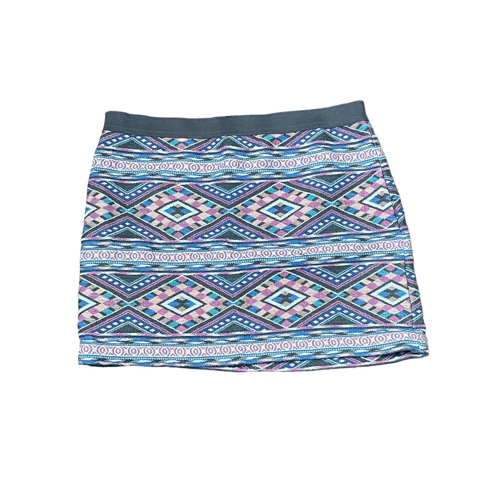 American Eagle Outfitters Aztec Print Mini Skirt Boho Elastic Waist Size 8 Women